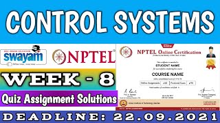 Control systems | NPTEL | Week 8 | Assignment 8 Solutions | July 2021