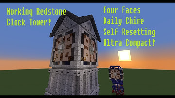 Working Redstone Clocktower (4 Faces, Chime, Self Resetting, Compact!)