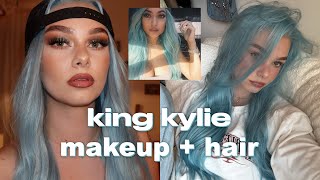 transforming myself into KING KYLIE… wig install, makeup, and lots of chatting