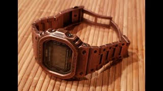 Outdoor watch review - G-shock DW5600E upgraded to stainless steel with antique copper finish