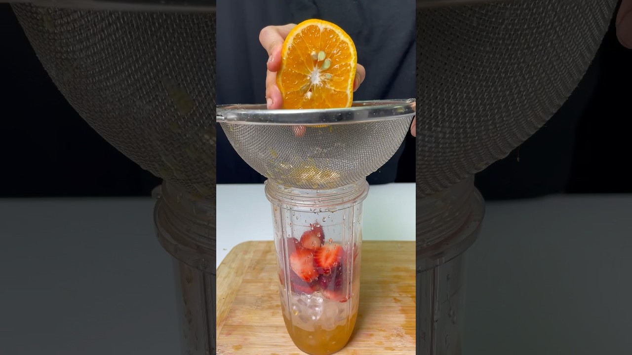 Strawberry and orange fresh juice