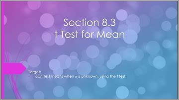 Statistics - 8.3 Video