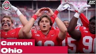 Ohio State players celebrate a rout of Kent State with 'Carmen Ohio'