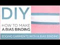 DIY: How to make a bias binding. Edging garments with a bias binding.