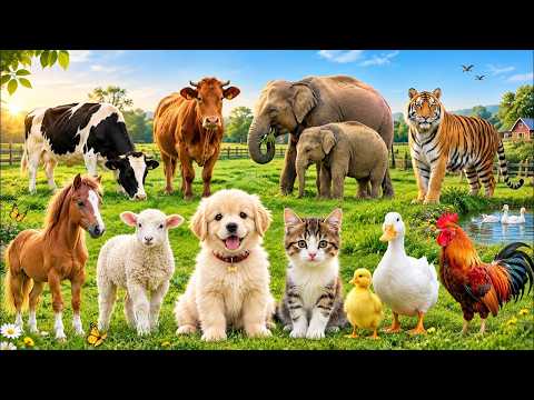 Cute Animal Sound Learn Wild and Farm Animals 🦒🐧🐱 Animal sound for kids
