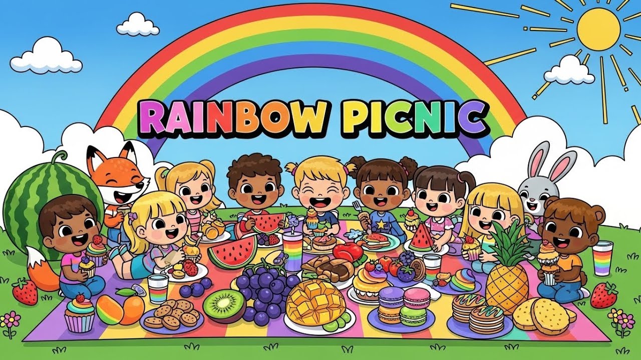 🌈🧺 Rainbow Picnic Song 🎵 | Fun Learning Song for Kids | Happy Tale & Tune