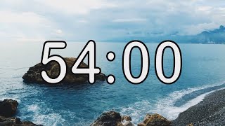 54 minute timer with Calm and Soft Music and sea wave cinematic background