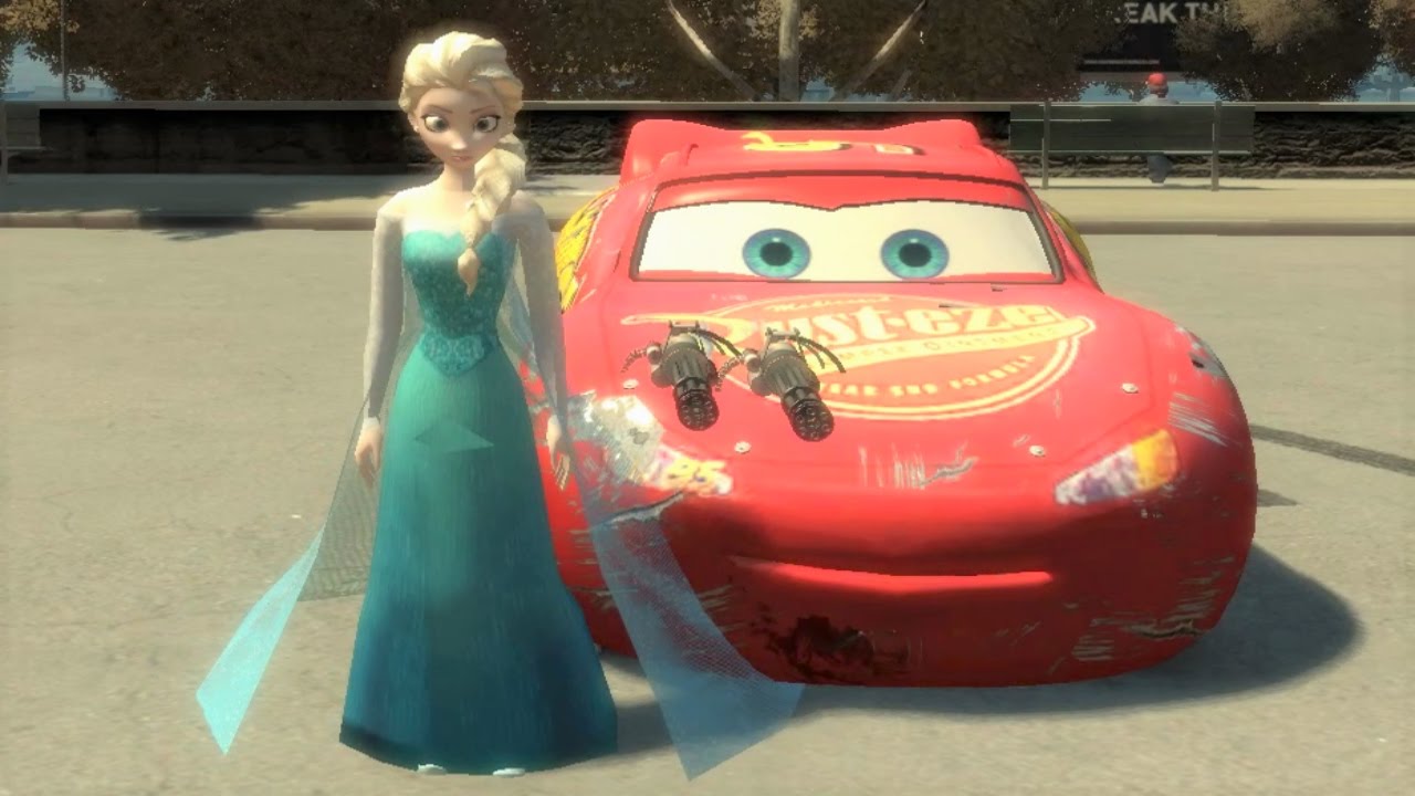 Spiderman Frozen Elsa Disney Cars Lightning McQueen And Repair Car