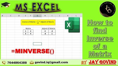 Inverse of a Matrix || MINVERSE Function in Excel || By Govind Sir || #excel #msexcel #computer