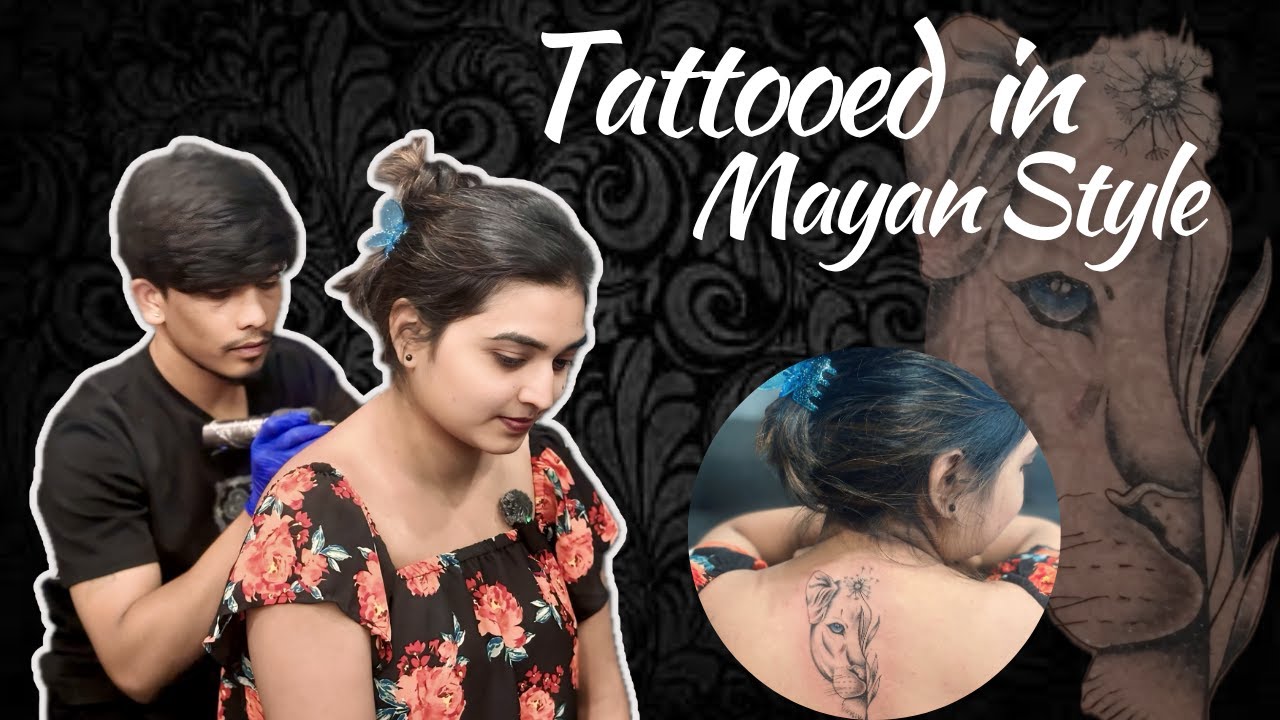 Tattooed in Mayan Style ✨ | Stunning Back Tattoo 🦁| Design Reveal | @Kavya-Divya143