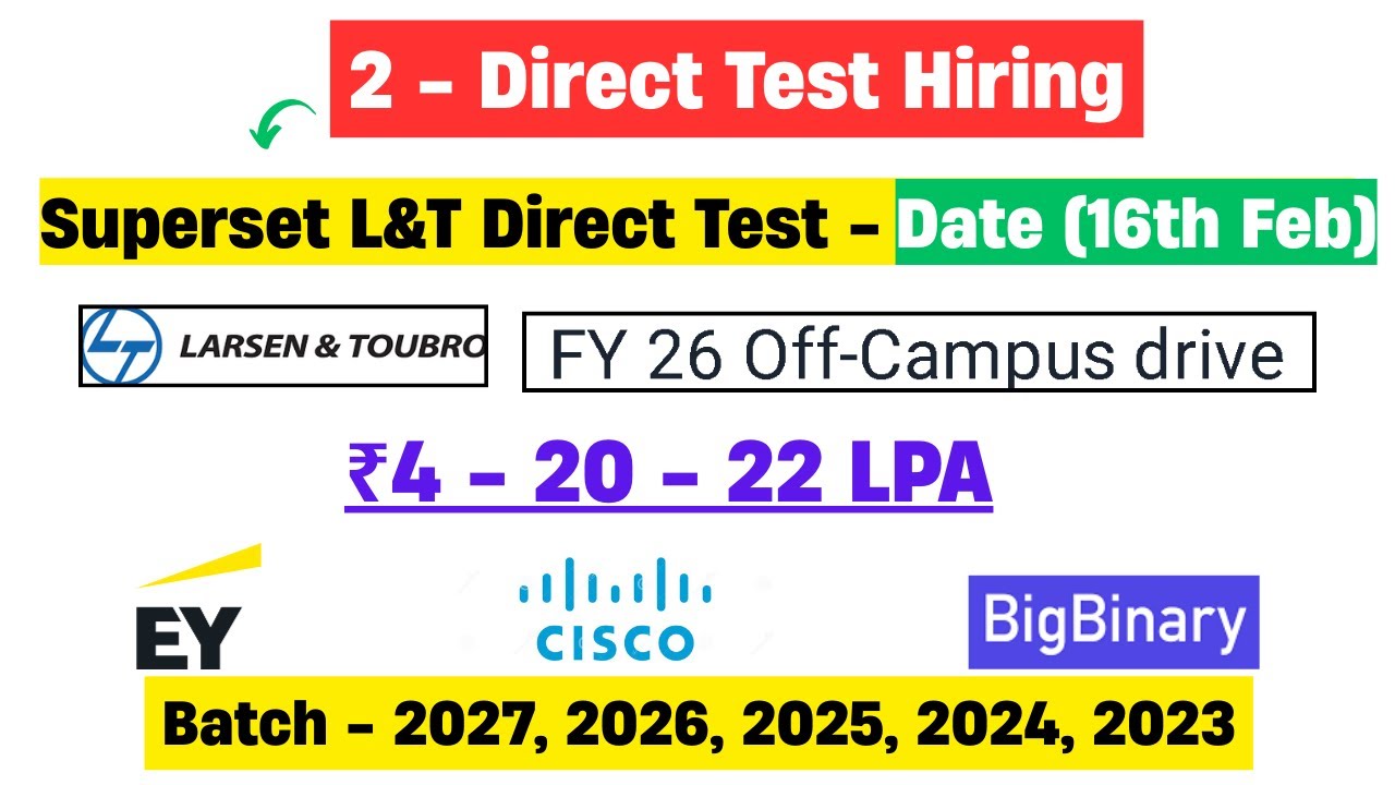 😱L&T Direct Test Hiring 2026 | Ey Hiring 2025, 2026 | Direct Test ...