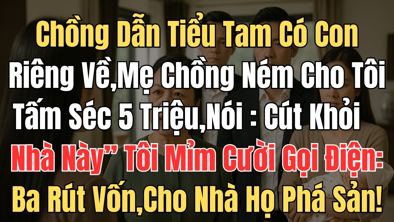 Chồng dẫn tiểu tam có con riêng về nhà, mẹ chồng ném cho tôi tấm séc 5 triệu và nói, cút khỏi nhà Nà