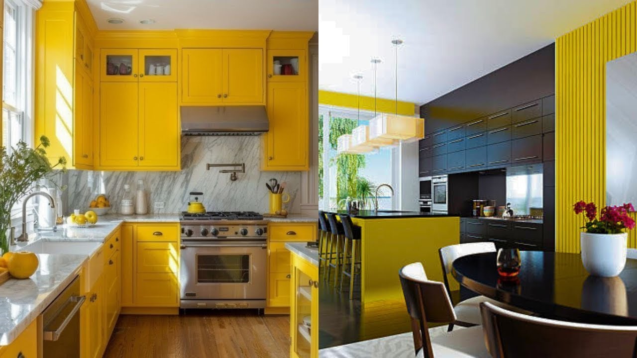 Yellow Colour Kitchen Design ideas 💡 Modular Kitchen ideas 💡 Modern Kitchen interior design