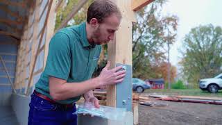 Finished installation of a wood column on a Sturdi-Wall® Plus bracket