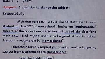 Write an application to the principal for subject/stream change