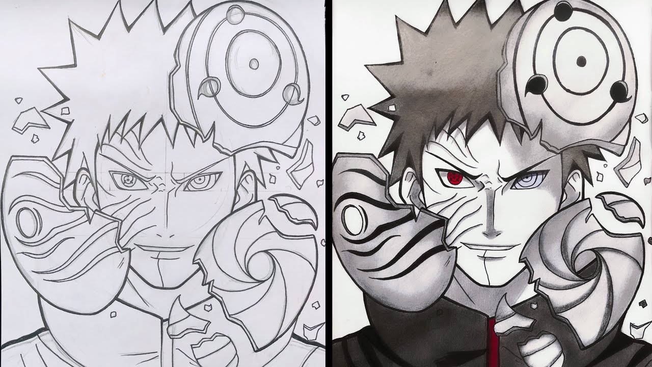 This is Uchiha Obito from Naruto.  Naruto sketch, Naruto drawings, Anime  sketch