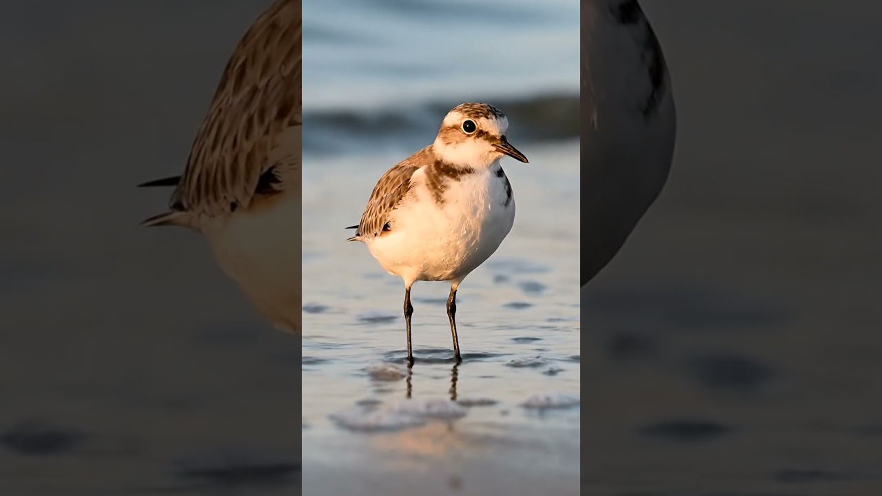 Tiny Shorebird Hunting Calmly on a Quiet Beach
