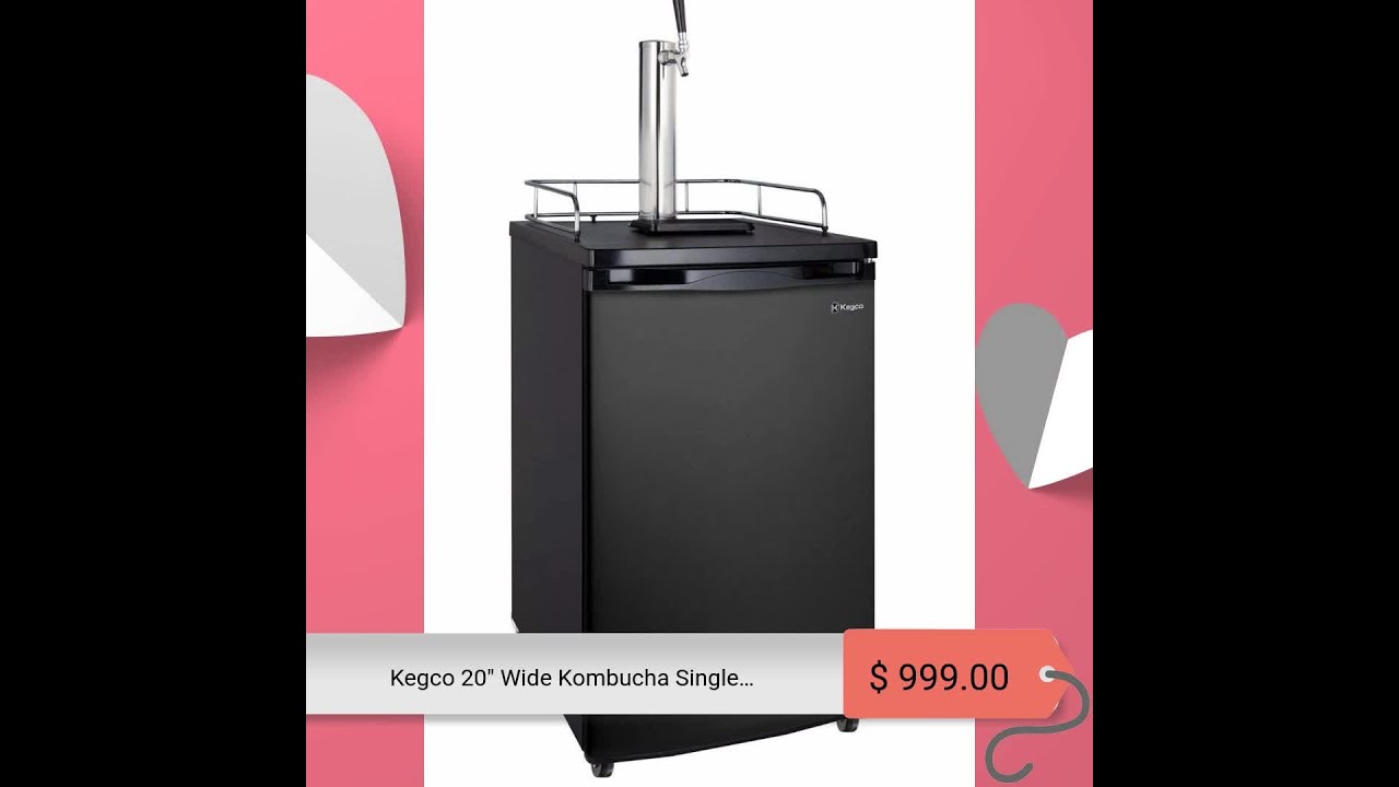 Kegco 20" Wide Kombucha Single Tap Black Kegerator Draft System