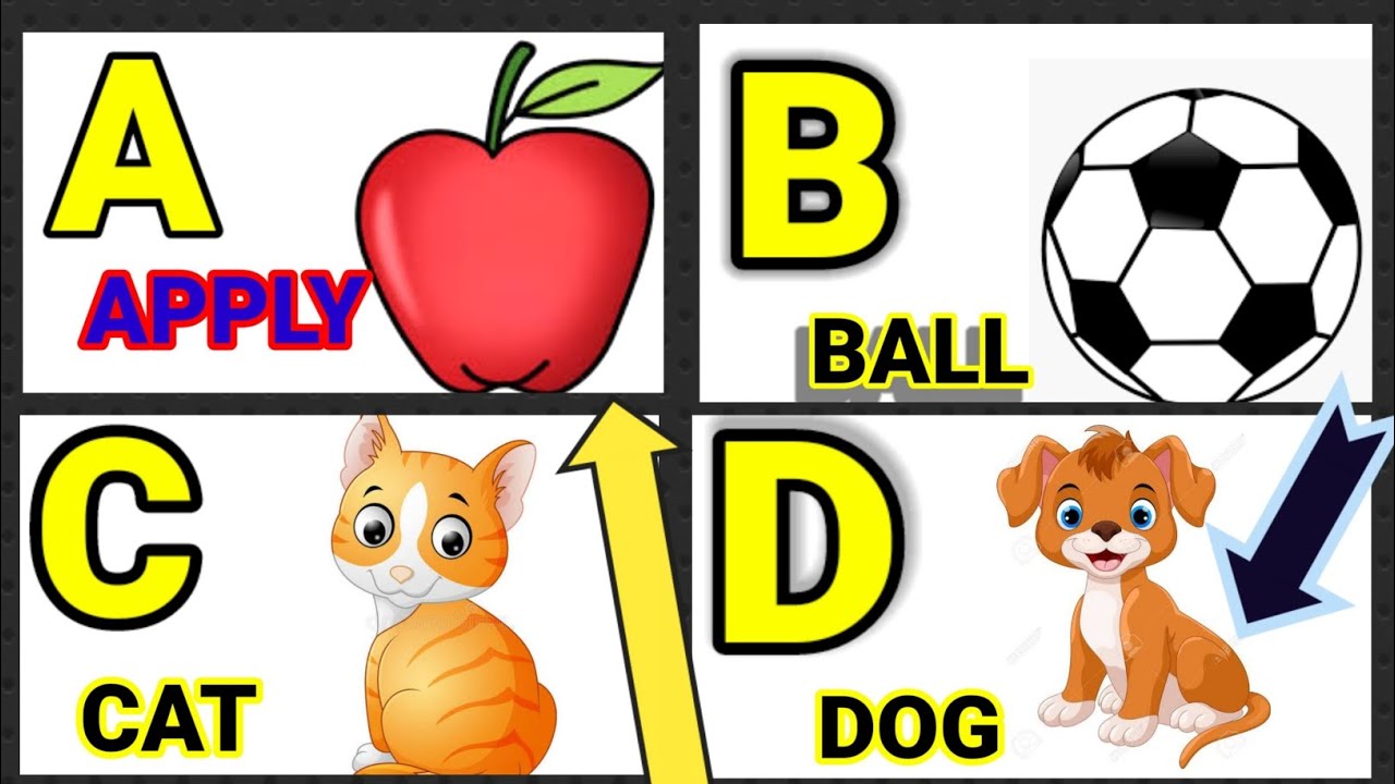 a for apple b for ball, c for cat d for dog, abcd phonics song ...