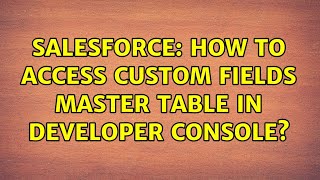 Salesforce: How to access custom fields master table in developer console