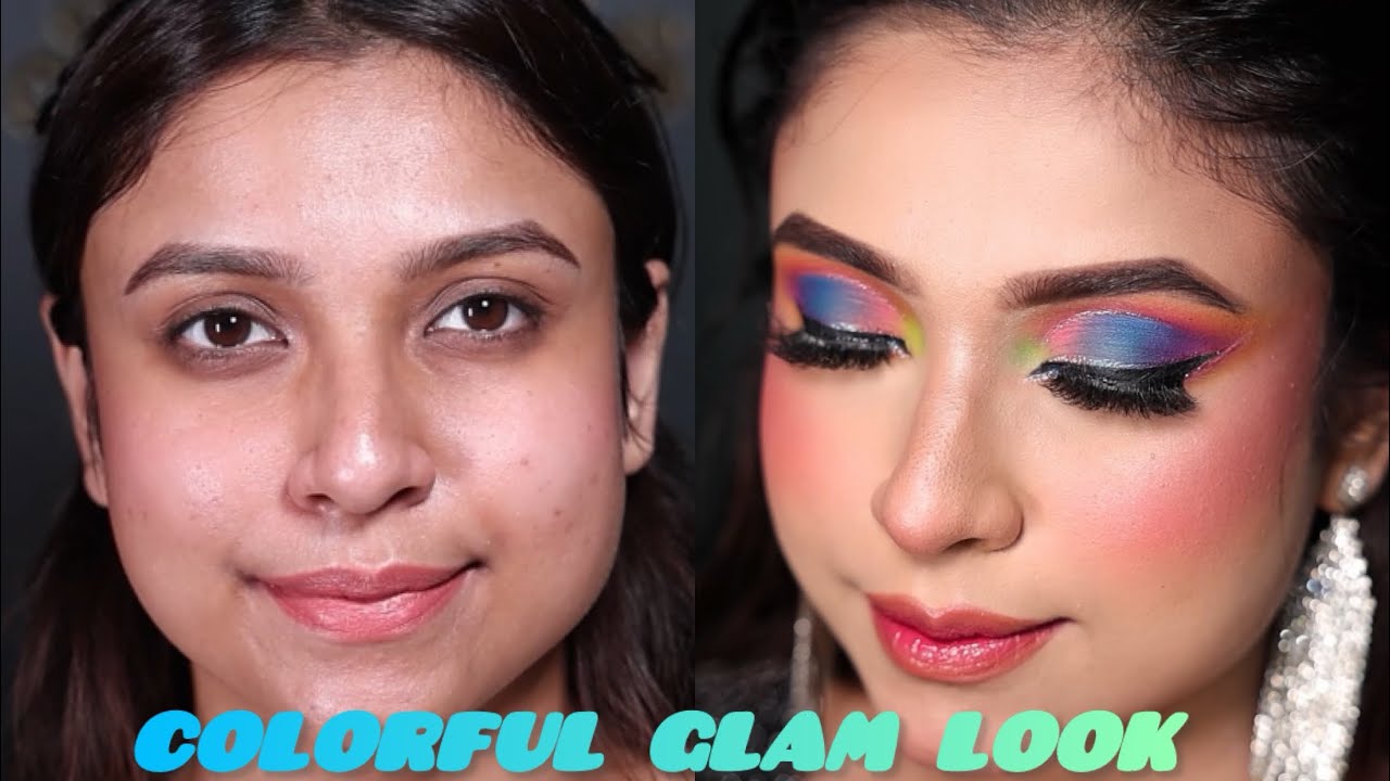 COLORFUL GLAM MAKEUP by @BrushStories_ | Full detailed knowledge | step ...