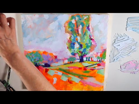 IMPRESSIONISTIC LANDSCAPE PAINTING TUTORIAL SPED UP