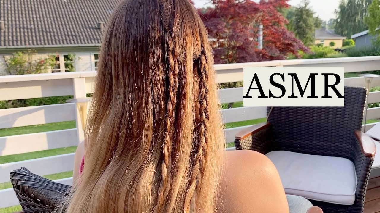 ASMR gentle hair play outside with relaxing bird sounds 🕊 (no talking)