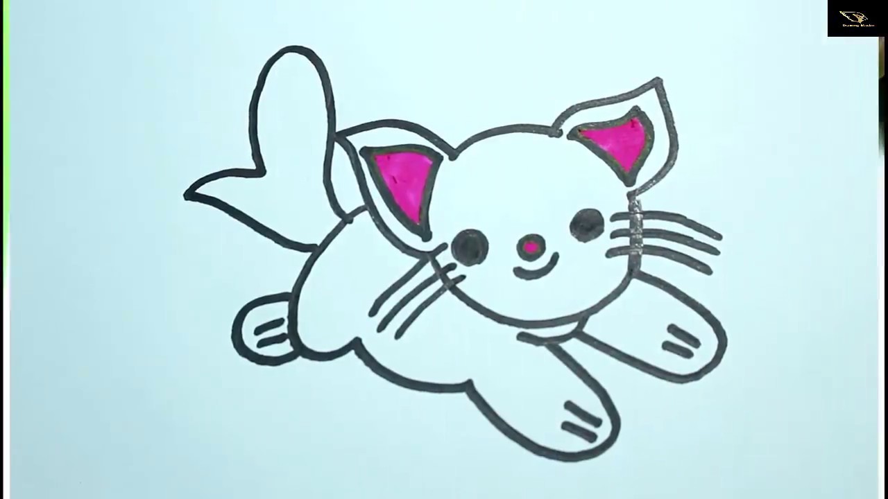 How to Draw a pink cat for kids | Drawing Master YouTube channel