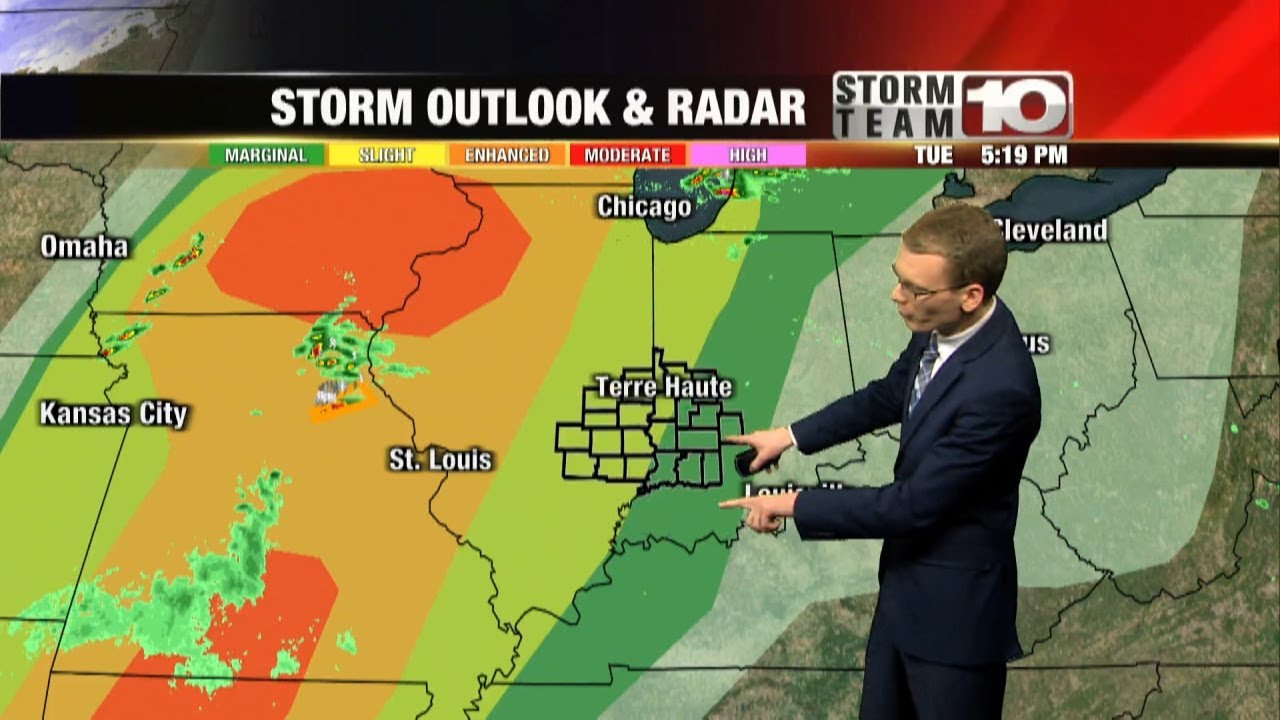 Tuesday Night: Windy and warm with late storms. Low: 69° - YouTube