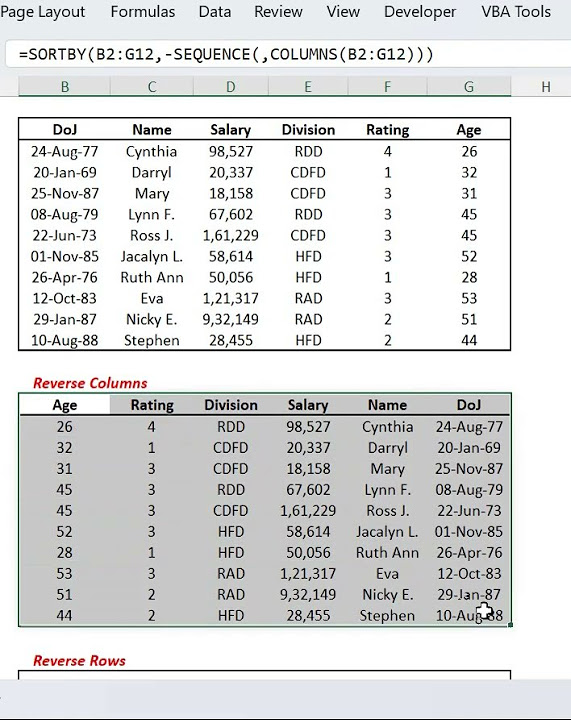 Reverse rows and columns using excel formulas 2 approaches youtube