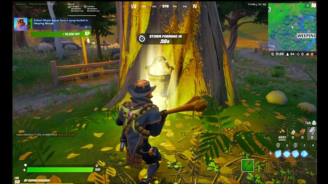 Collect Maple Syrup from a Syrup Bucket in Weeping Woods Fortnite