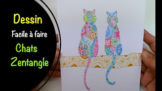 Dessin Facile A Faire Animaux Zentangle Chats Youtube