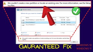 Setup was unable to create a new partition or locate an existing one FIX