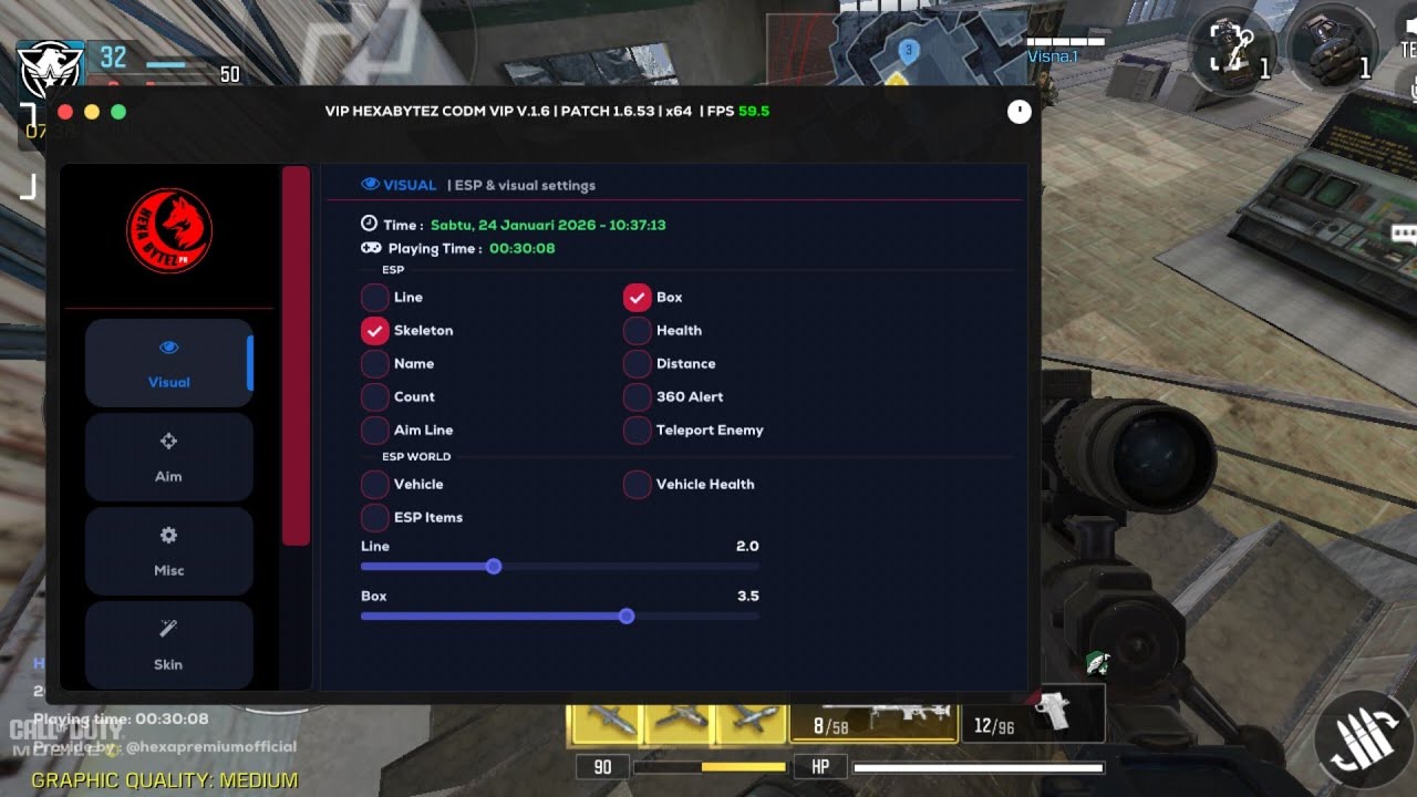 HEXABYTEZ MOD MENU 1.6.53 D.E.V.O.N CODM