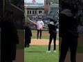 Jonathan Toews throws the first pitch at the @cubs game!