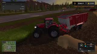 Farming simulator 17: chore log, harvesting and bedding cows.