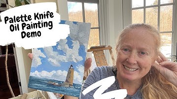 Painting Demo - Clouds and a Lighthouse Scene with a Palette Knife