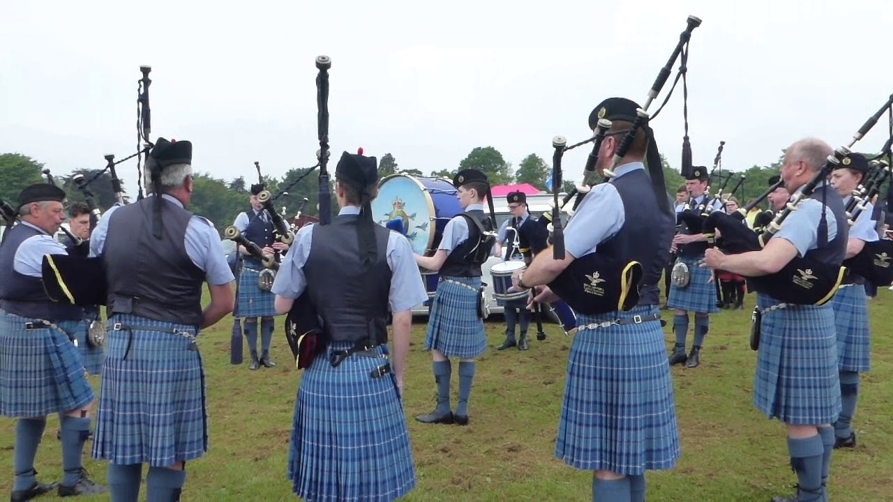 RAF Central Scotland Pipes And Drums At The Highland Games Markinch