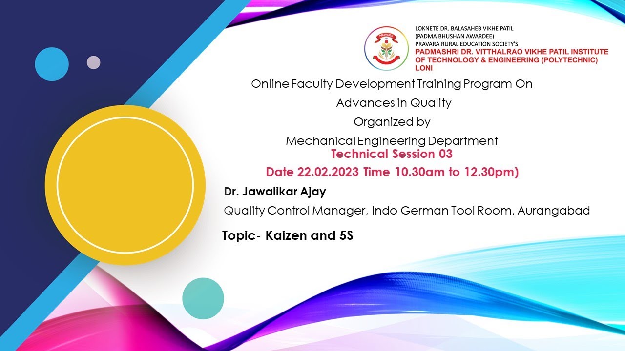 FDPProgram Technical Session 3 Dr. Jawalikar Ajay (Q.C.) ManagerIndo German Tool Room