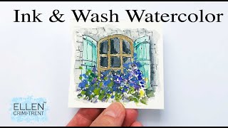 Ink & Wash Watercolor Tutorial for beginners Mini Monday madness