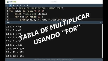 TABLA DE MULTIPLICAR USANDO FOR - PYTHON