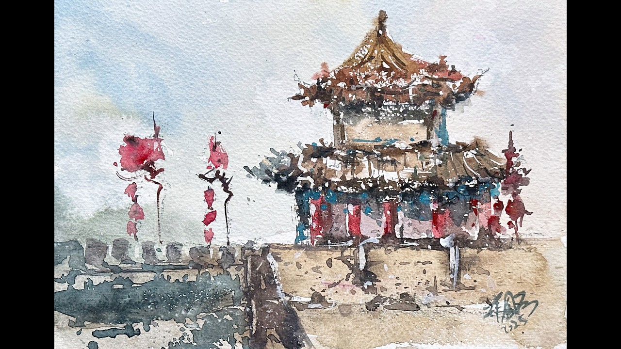 首里城水彩画 Watercolor Landscape48【透明水彩で描く風景】#沖縄県 #首里城