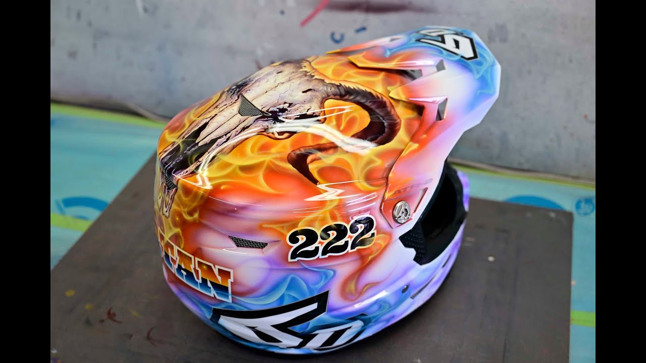 Zartan Airbrushed Motor-cross Helmet, Full video