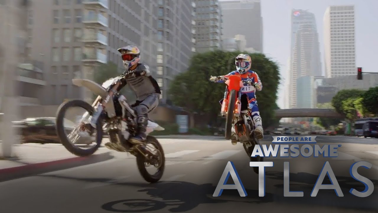Robbie Maddison Dirtbikes Through Downtown LA & Jumps 1st Street