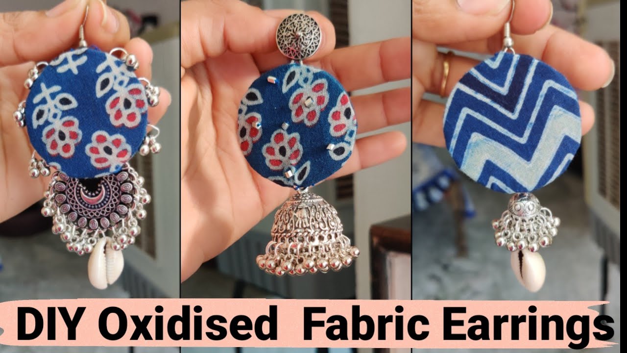 #Oxidisedearrings #Diyearrings Very Unique Oxidised Fabric Earrings//Designer Oxidised Earrings 2020
