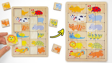 Match the Animal Halves 🐞🐮🐢 |  Learn Animal Names for Kids & Toddlers with Activity Puzzle