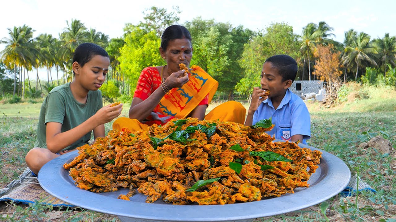 Bitter Gourd Pakoda | Village Style Bitter Gourd Chips Cooking | Tasty Bitter Gourd Fry Recipe