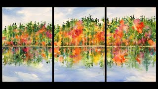 Fall Reflection: Triptych 22x45 by Sumiyo Toribe