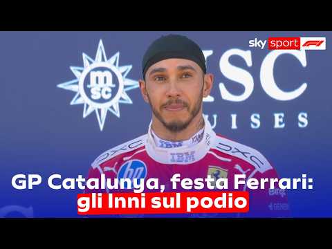 Video F1, Hamilton (Ferrari) vince a Barcellona: gli Inni sul podio dopo il GP di Catalunya