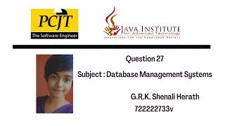 Question Set 27 | Database Management System | Java Institute